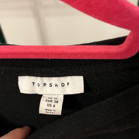Topshop black t shirt wave print Japanese art size 6 casual fun cute - Picture 2 of 3